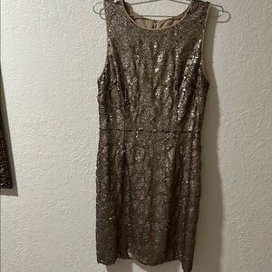 ANTONIO MELANI Bronze .Sequin Sheath Mini Dress